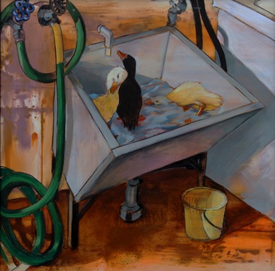 'FirstSwim'
22 x 22 
oil on paper on aluminum